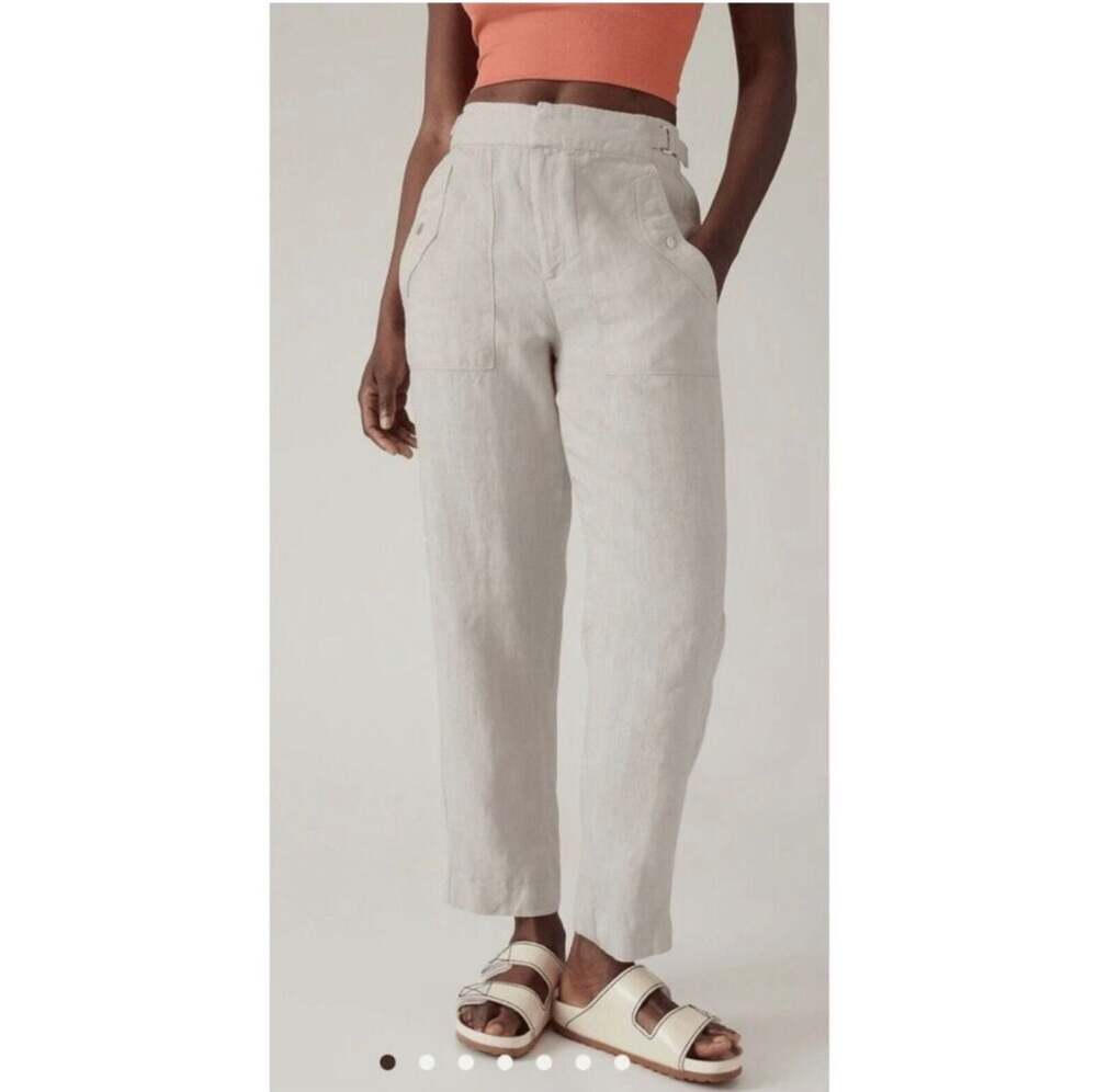 Athleta Voyager 100% Linen Pants in Undyed Beige 6